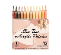 Genérico Markers Kids - Acrylic Paint Markers, Body Coloring Art Marker Set | 12 Pieces Waterproof Pens Skin Soft Brush Tip For Adults Girls Boys Sketching Illustration On Glass Wood Fabric Cosplay