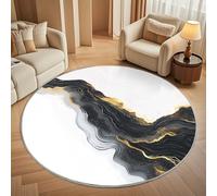 Genérico MáRmol de RíO Abstracto Alfombra Redonda para Salón 120 cm, En Blanco y Negro Alfombra Redonda Antideslizante de Pelo Corto Lavable a máquina para Pasillo y Dormitorio Cojines Decorativos