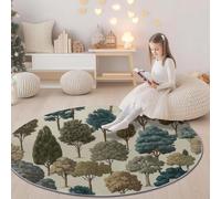 Genérico Marrón Claro Tappeto Rotondo in flanella, Retro Planta Bosque Árbol Grande Stampa Morbida Tappeto Rotondo di Protezione - 150 cm Antiscivolo Lavabile Tappeti per soggiorno ufficio cucina