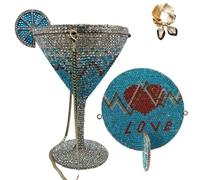 Genérico Martini Glass Purse for Women,Cocktail Goblet Evening Clutch Bag,Funny Wedding Party Prom Handbag