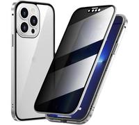 Genérico Marvulur Phone Case, Marvulur Powerful Anti-Peep Magnetic Phone Case for iPhone 16/15/14/13/12 Pro MAX, Double-Sided Anti-Peep Tempered Glass Full Body Shockproof Cases (13,Silver)