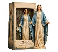 Genérico Mary Statue - 12cm Open Arms Virgin Mary Resin Figurine Hand Painted Religious Desk Ornament In Robe and Blue Cloak For Home Bookshelf Mantel Decor, Catholic Spiritual