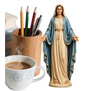 Genérico Mary Statue - Resin 12cm | Open Arms Religious Figurine | Serene Desktop Bookshelf Mantel Decor For Home Living Room Bedroom Bathroom Entryway Shelf Cabinet
