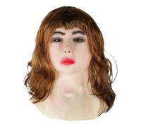 Genérico Máscara De Cabeza Completa Femenina De Látex Realista Con Peluca, Disfraz De Dama Transgénero Mariquita Travesti Para Adulto Para Fiesta De Cosplay De Navidad De Halloween