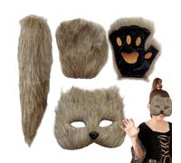 Genérico Máscara de Danza - Máscara de Animales | Vestirse con cola y guantes | Máscara-de animales | Disfraz de de cosplay para mujeres y niñas, kit Theriann, accesorios para fotomatón para