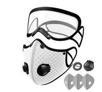 Generico Máscara de polvo - Protección respiratoria sellada, cuerpo de silicona, 300 g, filtro de carbón activado, lentes antiempañamiento de policarbonato, gafas antiniebla para los ojos | Shield For