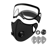 Generico Máscara de polvo - Protección respiratoria sellada, cuerpo de silicona, 300 g, filtro de carbón activado, lentes antiempañamiento de policarbonato, gafas antiniebla para los ojos | Shield For