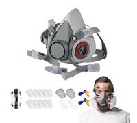 Genérico Máscara de protección respiratoria con filtro y gafas, 20 x 13 x 14 cm, doble para pintor, protección contra el polvo, partículas de polen, gases y vapores