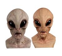 Genérico Máscara de terror de Halloween Máscara de extraterrestre, aterradora Máscara de látex de cabeza completa Máscara espeluznante realista Disfraz de cosplay de Halloween para adultos