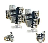 Genérico Máscara dividida-Persona Anillo de plata, Anillo abierto ajustable con personalidad facial en 3D, Anillos de arte abstracto vintage (2 pcs)
