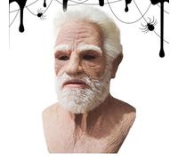 Genérico Máscara Realista de Anciano,Disfraz de Latex para Adultos Hombres - Cubre cabezas Ajustable Accesorio de Terror para Carnaval Cosplay Fiesta Navidad