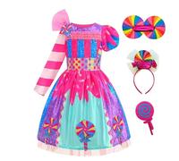 Genérico Mascarada Fiesta Cumpleaños Dulces Chica Conjunto de ropa Peinado Niño Vestido Princesa disfraz elegante, Dark Morado, S