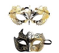 Genérico Mascaras Venecianas Carnaval - Protectora Facial Metálica para Disfraces De Halloween Y De Bodas con Diseño para Parejas En Representación De Papeles