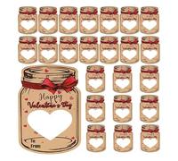 Generico Masons Jar Heart Day, Set of 24 Holiday Greeting Cards, 5.9x3.5 Inches, Portable Event Bottle Gift, Exchange Letters, Happy Heart Shape for Kids School, Candy Cards