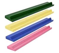 Genérico Massivholz Mahjong Ständer, 4er Set Bunte Mahjong-Fliesenhalter Mit Anordnungslineal Im American Style, Kompakte Und Tragbare -Ablagen Für Spieleabende, Feiern,Reisen, Jeweils Ca. 6 X 2,2 Cm