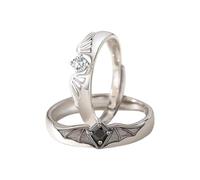 Genérico Matching Couple Rings Black White Band Set for Engagement and