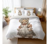 Genérico Material Duradero Blanca Beige Eliminar Parure de Lit Simple Suave Osito de Peluche Lavable a Máquina Microfibra para Niños y Adultos Duvet Cover 150 x 200 cm