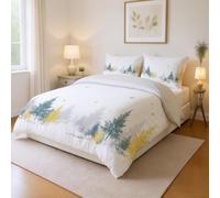 Genérico Material Duradero Blanco Parure de Lit Minimalista Navidad Pino Lavable a Máquina Microfibra para Niños y Adultos Duvet Cover 240 x 220 cm