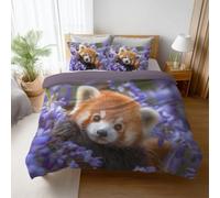 Genérico Material Duradero Morado Marrón Realismo Juego de Funda Nórdica Floral Lindo Animales Lavable a Máquina Microfibra para Adolescente Duvet Cover 260 x 240 cm