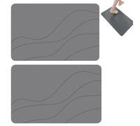 Genérico Matmend Bath Mat, Matmend Stone Bath MatStone, Water Absorbing Rug Outside Shower, Diatomaceous Earth Stone Material for Bathroom Floor (Gray) (2 Gray,15.7 * 23.6in)