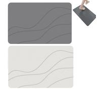 Genérico Matmend Bath Mat, Matmend Stone Bath MatStone, Water Absorbing Rug Outside Shower, Diatomaceous Earth Stone Material for Bathroom Floor (Gray) (White+Gray,19.7 * 31.5in)