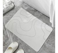 Genérico Matmend Bath Mat, Stone Bath Mat Diatomaceous Earth Quick Drying Non-Slip Shower Mats, Water Absorbing Bathroom Rug for Inside/Outside Shower, Non-Slip Quick Dry (White,40 * 60CM)
