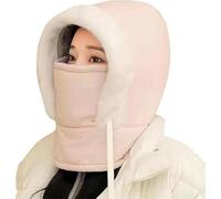 Genérico Matorioo Plush-Lined Thickened Thermal Hat with Face Mask, 4-in-1 Thickened Windproof Face Mask Hat, Windproof Ski Hats, for Men and Women (1 Pcs*Pink)