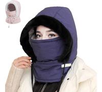 Genérico Matorioo Plush-Lined Thickened Thermal Hat with Face Mask for Men and Women, Windproof Thermal Mask Scarf, Ski Scarf (Navy Blue)