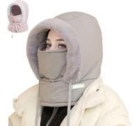 Genérico Matorioo Plush-Lined Thickened Thermal Hat with Face Mask for Men and Women, Windproof Thermal Mask Scarf, Ski Scarf (Light Grey)