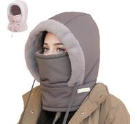 Genérico Matorioo Plush-Lined Thickened Thermal Hat with Face Mask for Men and Women, Windproof Thermal Mask Scarf, Ski Scarf (Dark Grey)