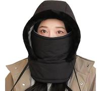 Genérico Matorioo Thick Plush Lined Warm Hat with Face Mask, 3-in-1Windproof Warm Balaclava, Ski Mask Hat Scarf for Men Women (Black)