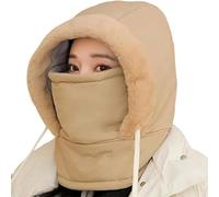 Genérico Matorioo Thick Plush Lined Warm Hat with Face Mask, 3-in-1Windproof Warm Balaclava, Ski Mask Hat Scarf for Men Women (Khaki)