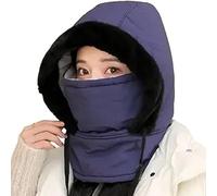 Genérico Matorioo Thick Plush Lined Warm Hat with Face Mask, 3-in-1Windproof Warm Balaclava, Ski Mask Hat Scarf for Men Women (Navy)