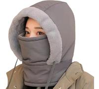Genérico Matorioo Thick Plush Lined Warm Hat with Face Mask, Plush-Lined Thickened Thermal Hat with Face Mask, 3 in 1 Windproof Ski Hats for Men and Women (Dark Gray)