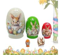 Genérico Matriosche in Legno - Matrioska in Legno A Tema Coniglio Di Pasqua per La Decorazione Primaverile | Matriosche Russe Tradizionali - per Bambini E Adulti Soggiorno Camera Da Ingresso Scriv