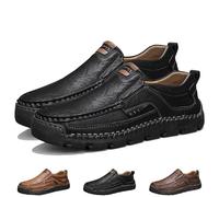 Genérico Matufit Men's Handcrafted Cowhide Orthopedic Loafers - Wide Toe Box, Men's Comfortable Casual Genuine Leather Slip on Loafers (Black,39)
