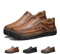 Genérico Matufit Men's Handcrafted Cowhide Orthopedic Loafers - Wide Toe Box, Men's Comfortable Casual Genuine Leather Slip on Loafers (Light Brown,46)