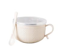 Genérico Meal Mugs - Taza Aesthetic Cup Bowl with Lid - Dinnerware Soup Mug Large for Travel Tea Christmas Cafe Oats Lunch Noodle Sandwich