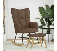 Genérico mecedora con reposapiés marrón tejido poliéster | Marco de madera y metal, asiento acolchado, respaldo acolchado, apoyabrazos, movimiento fluido