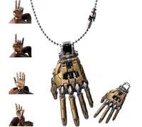Genérico Mechanical Bionic Hand Pendant,Movable Finger Joints Robot Hand Charm Jewelry,Steampunk Mechanical Hands Pendant Necklace (Yellow, 52x24mm/2.05x0.94in)