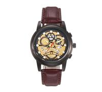 Genérico Mechanical Skeleton Watch - Leather Strap Business Date Display Wrist Watches | All-Day Elegance Fashion Accessories Wristwatch for Formal Casual Dress Wristwatch for Men