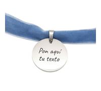 Genérico Medallón personalizado para ramo de novia, acero Inoxidable plateado, doble cara con grabado láser, cinta de terciopelo con colores a elegir, regalo de boda.