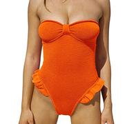 Genérico Medias de Camiseta Menstrual acanalada para Mujer con cuello en V y fruncido en la parte delantera Jersey de fútbol, naranja, S