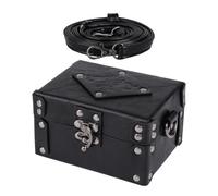 Genérico Medieval Alchemy Box with 12 Potion Bottles, PU Leather Construction, Adjustable Strap, Metal Accents, 14x11x8cm, for Party Photography School Events, Black
