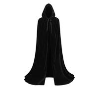 Genérico Medieval Cloak, Vampire Cape, Wizard Costume, Soft Velvet Fabric, Full-Length Hooded Design, Ideal for Halloween Stage Theater Use, 59 Inches, Black Color, 1 Piece