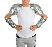 Genérico Medieval Set - 37.5x33.5cm PP Kids Knight Breastplate Shoulder Wrist Costume Cosplay Dress Up Props Bronze Silver Durable Fantasy Outfit Kit | Heavy Duty Role Play For Halloween Events Use