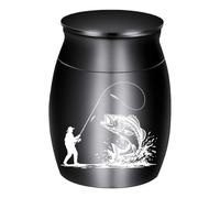 Genérico Memorial Urn, Dog Ash Storage, Small Size with Aluminum Metal Body, Funeral Memorial Container, Fishing Style Decoration, Pet Ashes for Home Garden Pet Memorials Urn, Ash Storage Container