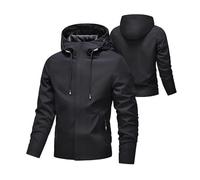 Genérico Men Plain Color Waterproof Windproof Zip Up Hoodie Jacket with Drawstring, Lightweight Outdoor Windbreaker