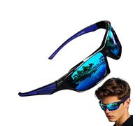 Genérico Men Polarized Sunglasses - PC Frame Iridescent Night Vision Driving Glasses | Outdoor Cycling Sports UV Protection Black Red Blue Green Anti Glare Eyewear for Driving Riding