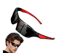 Genérico Men Polarized Sunglasses - PC Frame Iridescent Night Vision Driving Glasses | Outdoor Cycling Sports UV Protection Black Red Blue Green Anti Glare Eyewear for Driving Riding